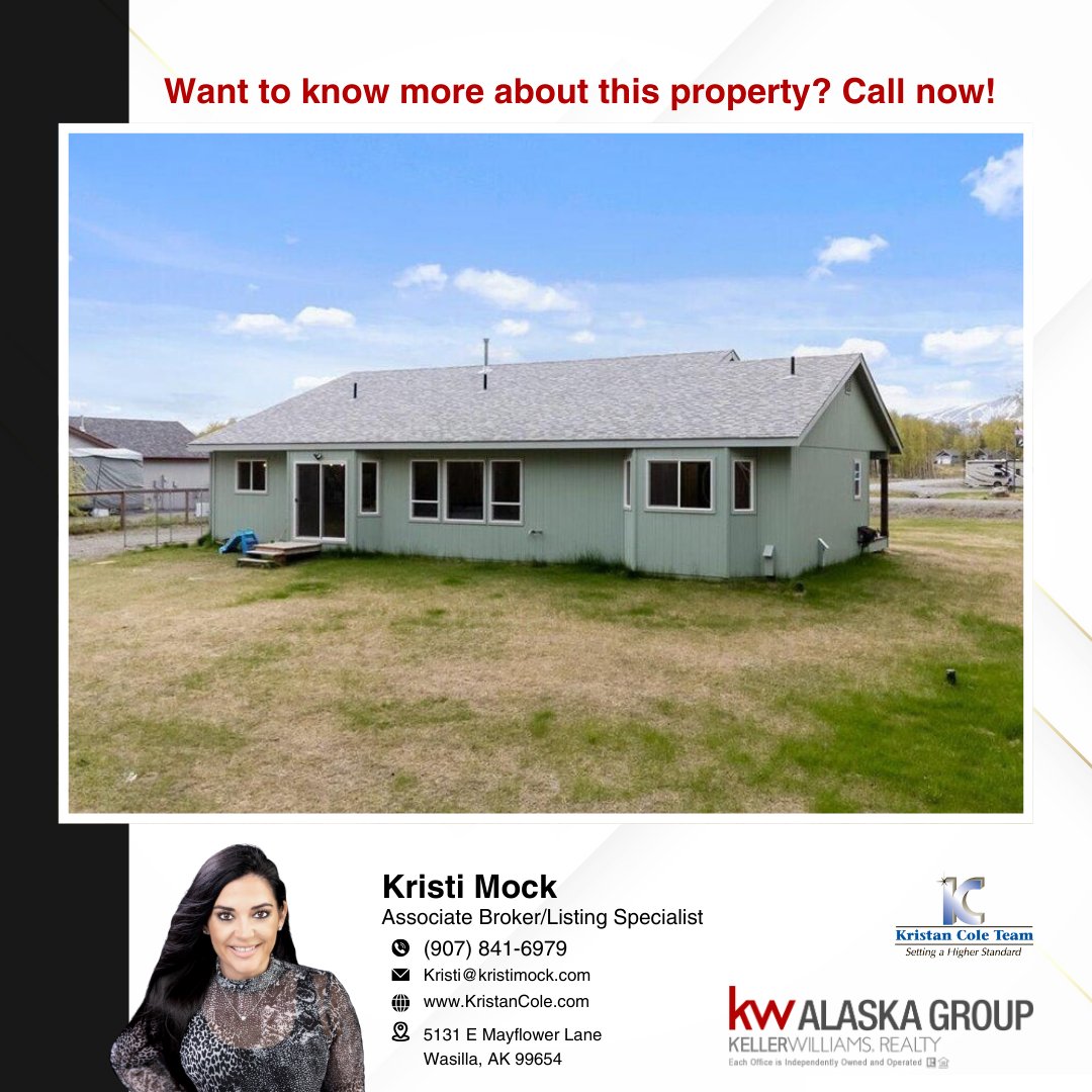 KristanColeTeam's tweet photo. New Listing Alert!

🏡 7952 E Sandstone Dr, Wasilla, AK 99654

Listed by Kristi Mock, KW Realty Alaska Group
☎️ (907) 841-6979 
📧 Kristi@Kristimock.com
🌐 https://t.co/6TGrsaoiaC
👉 https://t.co/x0sn8EzaIZ

#realestateadvice https://t.co/G7fRaCffLI