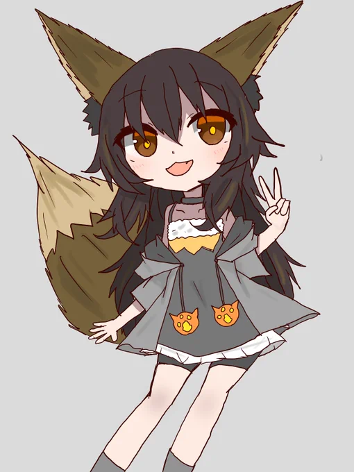 これは一昨日肘ごと固定されたけどなんやかんや描いてみた黒狐!いけますねこれね 