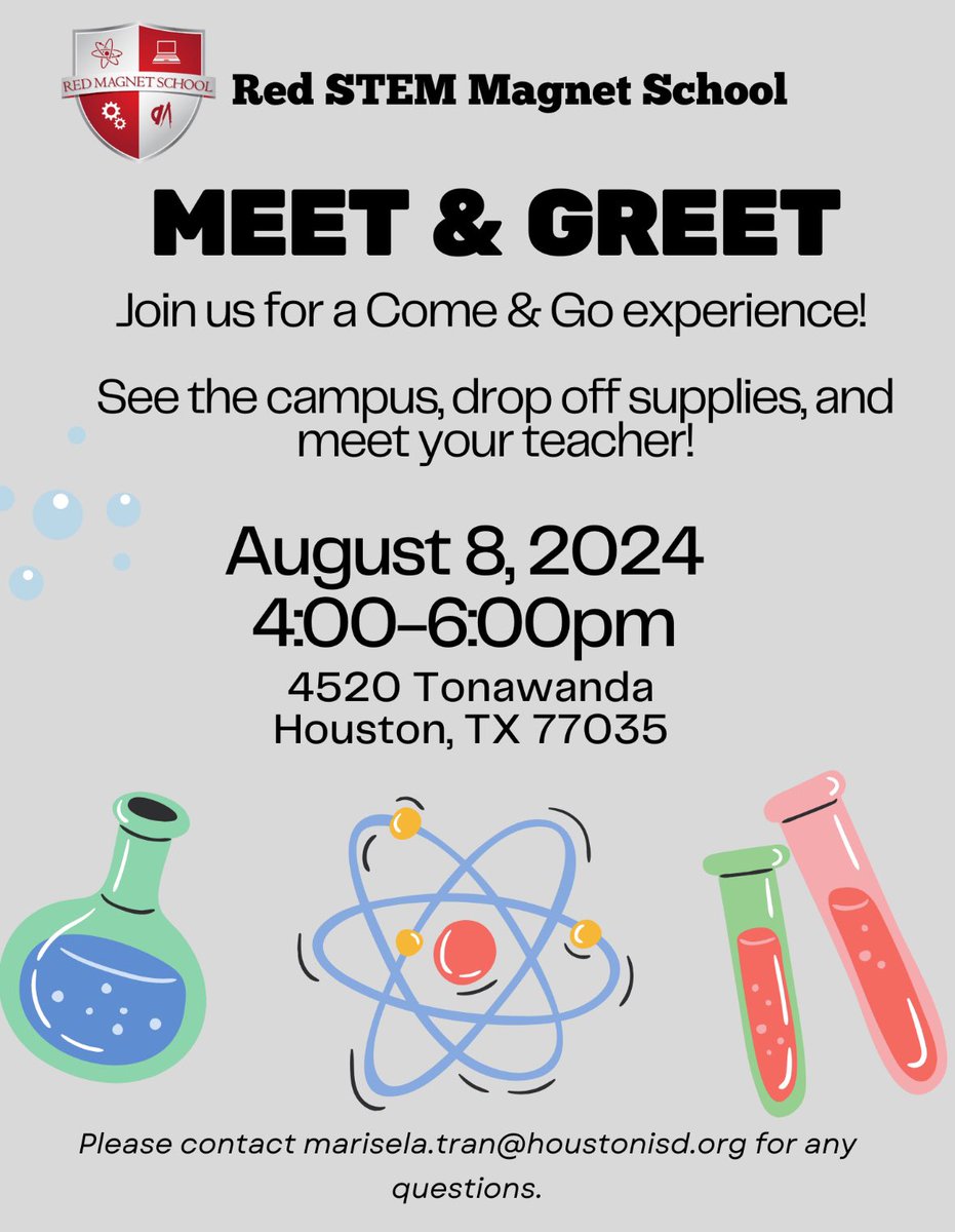 📢 Attention Red STEM Magnet Elementary Families! 🌟
Join us for a special “Meet the Teachers” event on August 8th! 🏫✨ Come connect with our amazing educators, explore classrooms, and learn about the exciting year ahead. We can’t wait to see you there! 🐝 <a href="/REDSTEM_Magnet/">Red Elementary STEM Magnet School</a>