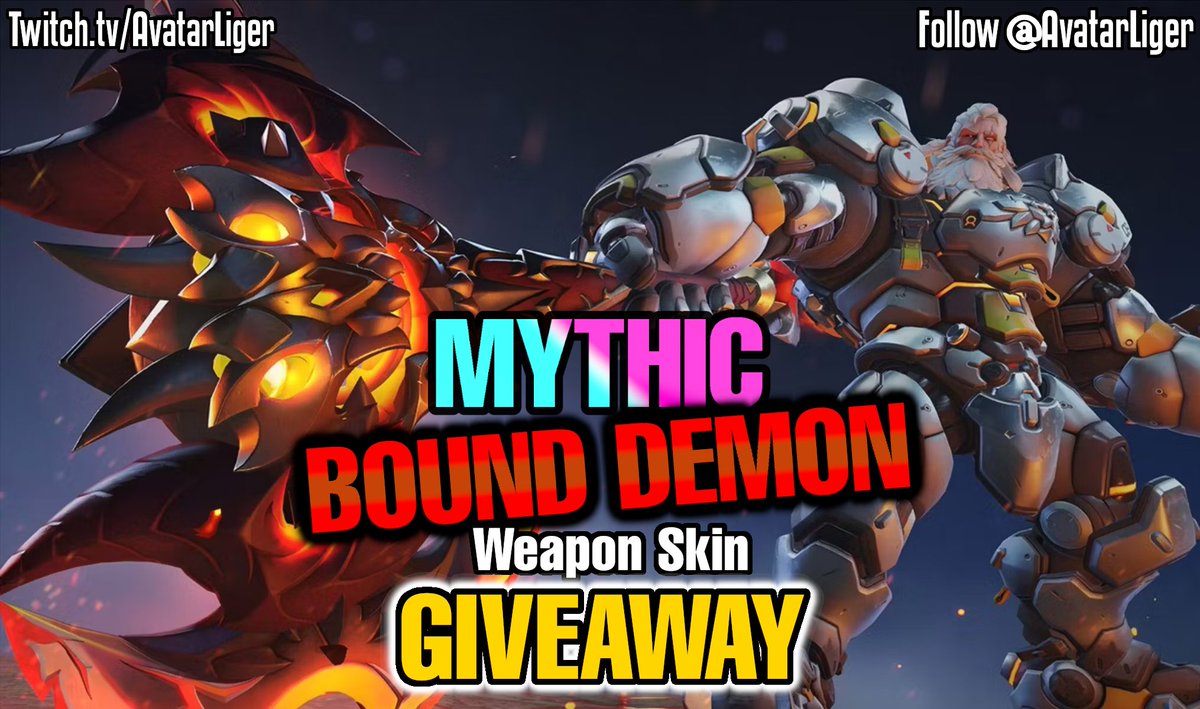 🎁 OVERWATCH 2 REINHARDT MYTHIC BOUND DEMON WEAPON SKIN BUNDLE GIVEAWAY 🔨🌋

🌋Follow <a href="/AvatarLiger/">⬇️ Liger</a> 
🌋Like + RT
🌋Tag ur rein duo (not me)
➜ BONUS ENTRY SUB TO youtube()com/@avatarliger

(ends 27-July) Ty Blizzard #Overwatch2 #OW2Giveaway #giveaway #gifted #ad