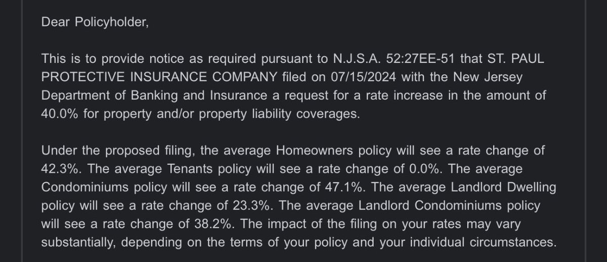 jschiizzy's tweet photo. Bruh. @Travelers with the 42% rate hike in NJ. Lol ✌️ https://t.co/iaV0b9U7AW
