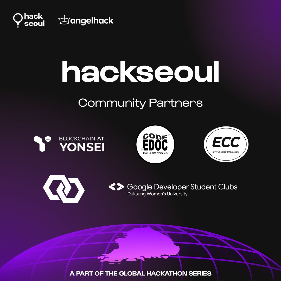 AngelHack's tweet photo. We're excited to introduce the amazing community organizations joining us on our mission to empower the Seoul tech scene through #hackseoul. These local champions share our passion for innovation, social impact, and digital empowerment.
Register today β‘οΈ https://t.co/Ffc6a6Xjke https://t.co/hvWaZYasPy