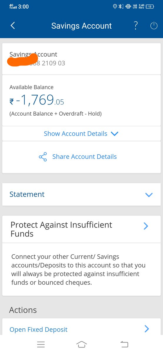 Minus account HDFC Bank amount -1769.05
RBI GUIDELINES NOT FOLLOW
HDFC Bank not support 
Mera accident hone ke baad medical me payment lag raha hai.or Mera ek par kat Gaya hai. Medical payment yaCharges payment Karu.
Me 85% disability 
<a href="/RBI/">ReserveBankOfIndia</a> <a href="/HDFC_Bank/">HDFC Bank</a> @samosababa <a href="/HDFCBank_Cares/">HDFC Bank Cares</a>