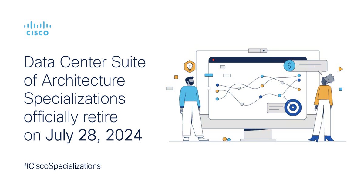 CiscoPartnersAP's tweet image. Reminder to #CiscopartnersAPJC! The Data Center Architecture Specializations are retiring on July 28.
To ensure uninterrupted benefits, including maintaining eligibility to earn in VIP & EA designation go here:
cs.co/6018gFUV4
#CiscoPartnerProgram #CiscoSpecializations