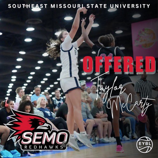 Taylor McCarty (@taylor_mccarty5) on Twitter photo After a great conversation with <a href="/coachB_semowbb/">Briley Palmer</a>, Iām very blessed to announce I have received a D1 full ride offer to <a href="/OfficialSEMOWBB/">SEMO Womenās Basketball</a> !! #FeelinRowdy
<a href="/MissouriPhenom/">Phenom Basketball</a> <a href="/greglogs/">Greg Logsdon</a> <a href="/AndreBell111/">Andre Bell</a> <a href="/RossBarelli/">Ross Barelli</a> After a great conversation with <a href="/coachB_semowbb/">Briley Palmer</a>, Iām very blessed to announce I have received a D1 full ride offer to <a href="/OfficialSEMOWBB/">SEMO Womenās Basketball</a> !! #FeelinRowdy
<a href="/MissouriPhenom/">Phenom Basketball</a> <a href="/greglogs/">Greg Logsdon</a> <a href="/AndreBell111/">Andre Bell</a> <a href="/RossBarelli/">Ross Barelli</a>