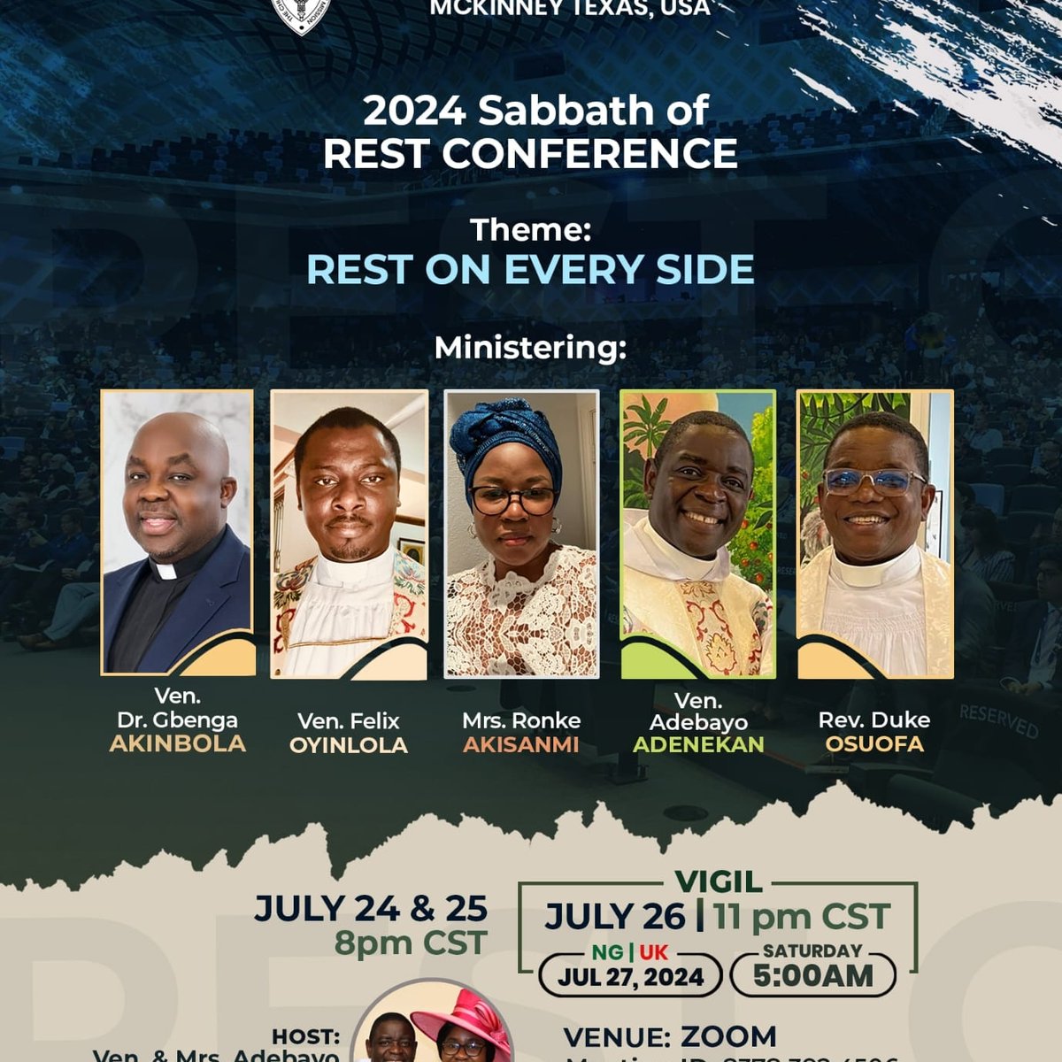 ACTMCKINNEY1's tweet photo. ACT MCKINNEY is inviting you to *2024 SABBATH OF REST CONFERENCE*

Topic: *REST ON EVERY SIDE*
Time: *8PM CST*

Join Zoom Meeting
https://t.co/zPAMpq8qUD

Meeting ID: 837 8392 4506
Passcode: 383011

Find your local number: https://t.co/SjCLCml7dE https://t.co/4J4va0iPu0