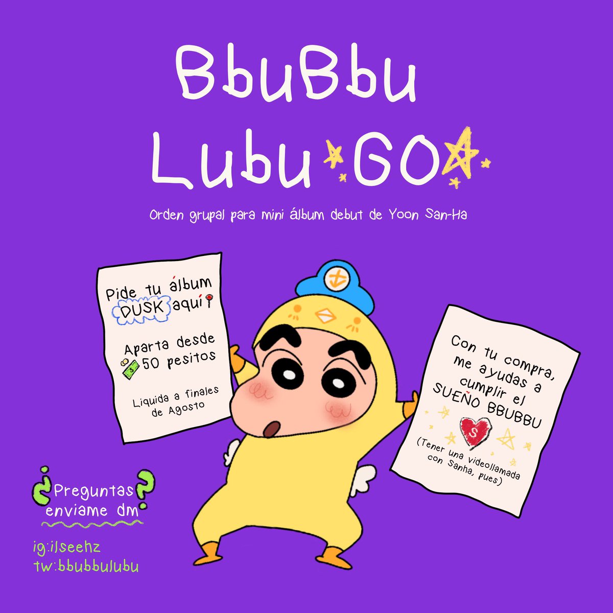 bbubbulubu's tweet photo. BBUBBULUBU ✨GO✨ 
Orden grupal para #DUSK de #YOONSANHA

PEDIDO ABIERTO 📝
Sólo México

Con tu participación me ayudas a concursar por una videollamada 📱

Aprecio mucho tu like y/o rt 🙏🏻 PPUPPUUUUU 🐥💛
#AROHA #ASTRO https://t.co/yEGldIYpoJ
