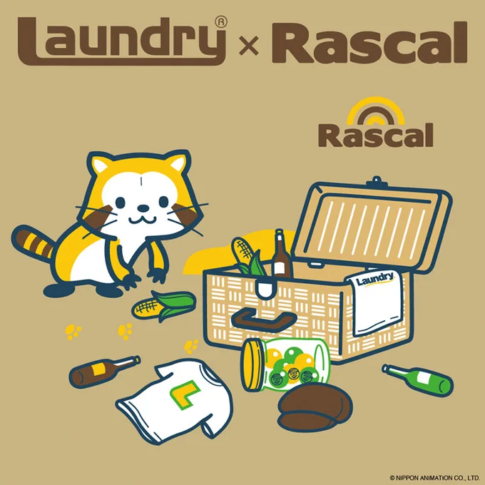 7/26(金)に『Laundry×あらいぐまラスカル』コラボから新作アイテムが発売!全国のLaundry店舗およびオンラインストアでお買い求めくださいミャ(◆'∇'◆)/詳細はコチラ! ラスカル #Laundry 