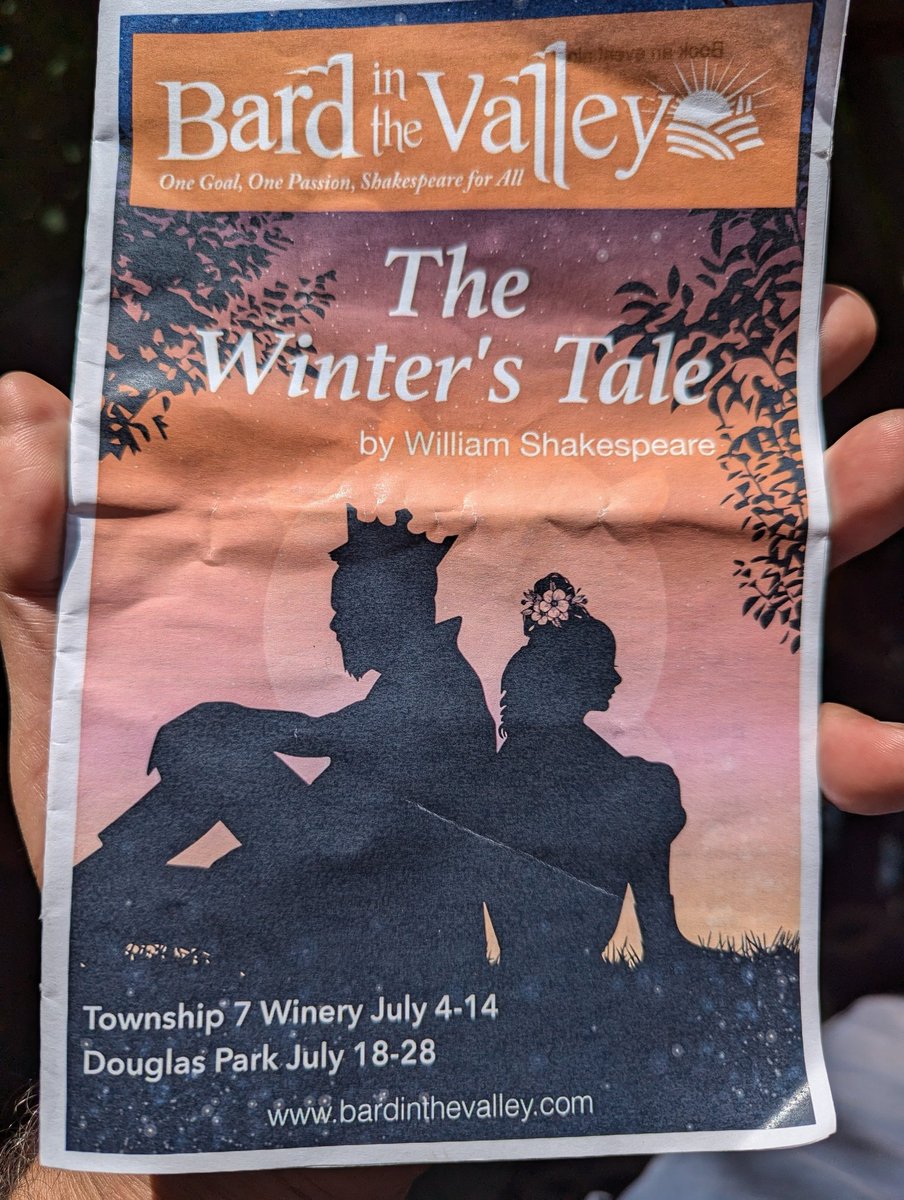 gearsgeary's tweet image. #chookas to Bard in the Valley for The Winter's Tale in Langley - great cast and director made good sense of what is at times a 'problem' play + Best ever #ExitPursuedByABear moment with epic #bearclaw + sweet cameos by real seagulls - auditioning for #Chekhov? :)  #Shakespeare