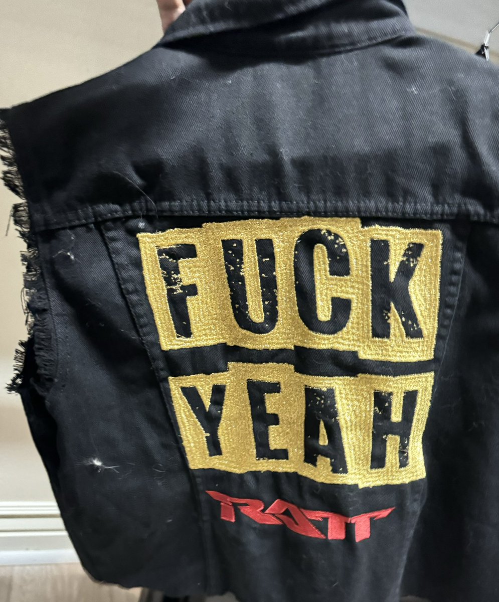 StephenEPearcy's tweet photo. A few of my stage vests, except a new one, the “Fuck Yeh”! Now that’s a statement. Need to get it prepared for battle. #rattattack #backinthecellar #intour2024 #stephenpearcy #ratt https://t.co/o0RxZfa3NJ