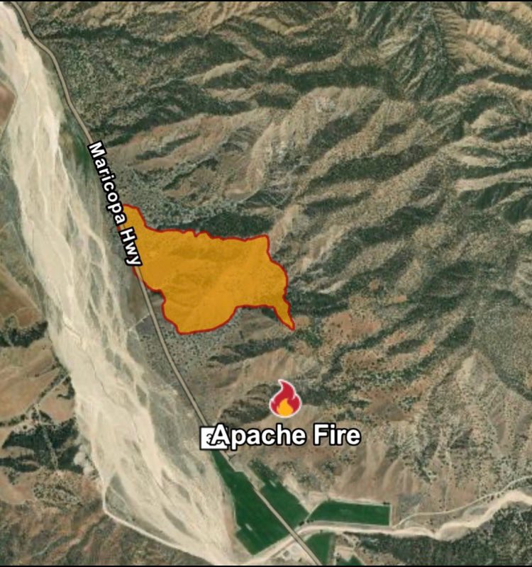 New Start: #ApacheFire 

200 acres. Highway 33 &amp; Apache Canyon Road, Ventura County, CA. Four large air tankers (LATs) and one very large air tanker (VLAT) have been ordered.