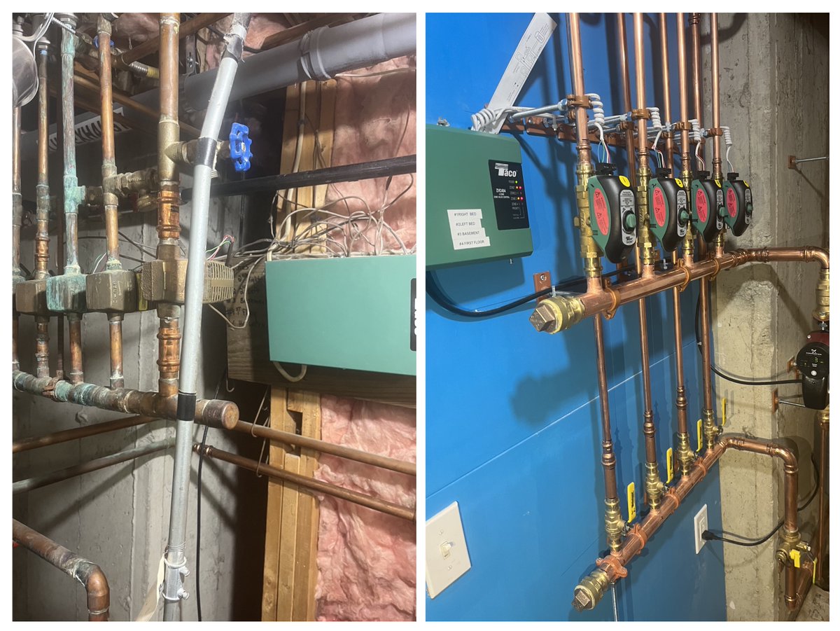 KMBcapecod's tweet image. Before / After 
@TacoComfort @grundfos @WebstoneValves #plumber #osterville #Boston #hydronic @fwwebb #Capecod #plumbing #HVAC