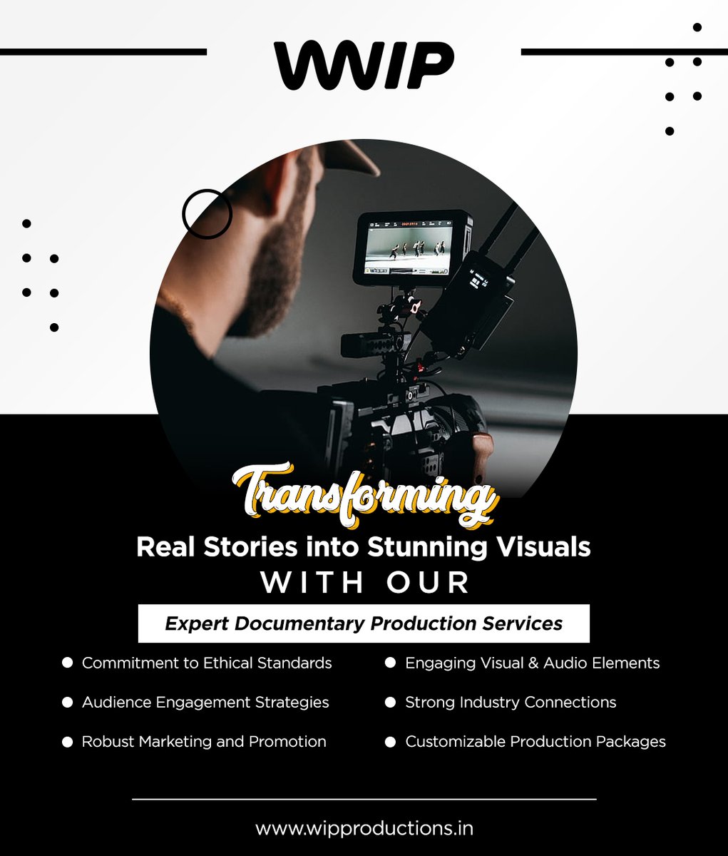 WipProductions's tweet photo. WIPP is a leading Movie Production House In India that transform stories into stunning visuals with our expert documentary production services.

Email Us - info@wipproductions.in
Website - https://t.co/FOV1WmO1RQ

#FilmProduction #TVCreatives #BrandedContent #MusicVideoMagic https://t.co/jijAm4zZ5R
