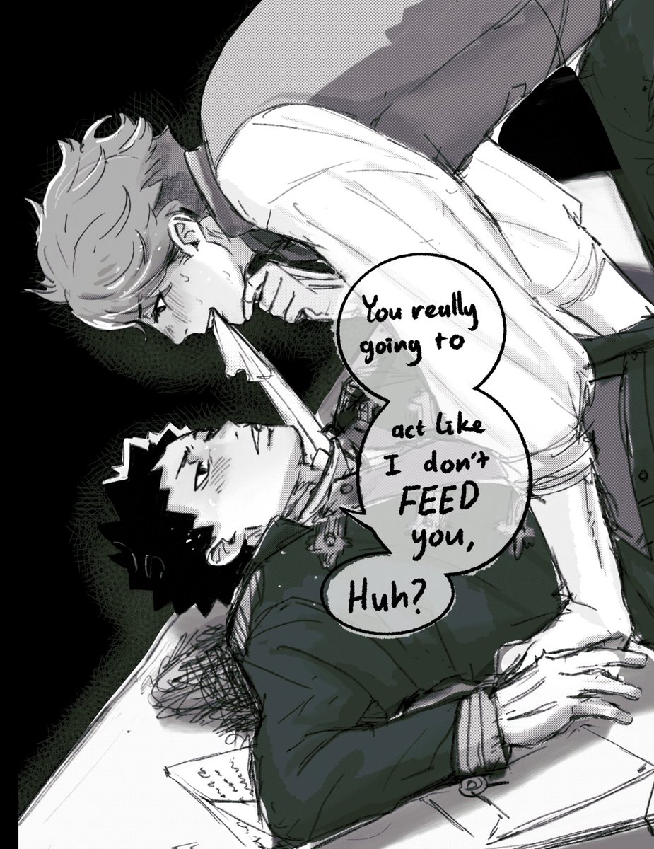 goatticorn's tweet photo. Prince Oikawa and his smittened squire, Iwazumi
😏💕😑

(The prince didn’t need to deploy is sparkles to get to Iwa anymore) https://t.co/XgK63sA0P0