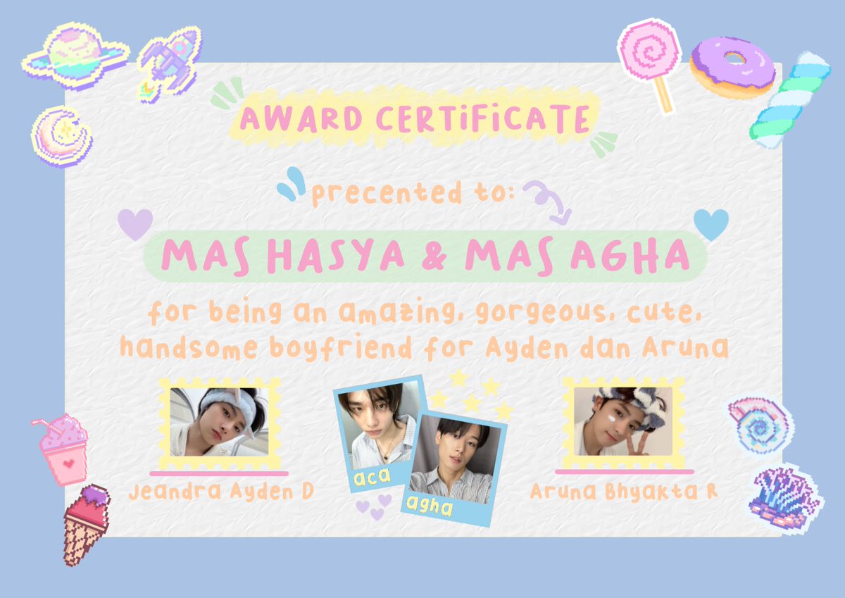 i'm so grateful to have you by my side bby! you deserve this certificate from me(๑•ᴗ•๑)♡

i love you so more and happy 3rd mensive sayang!❤
