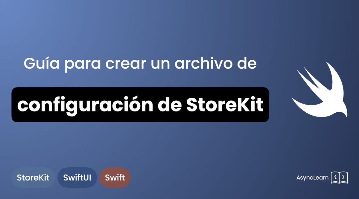 ¿Quieres probar compras in-app sin configurar en App Store Connect? Aprende a crear tu archivo de configuración de StoreKit con este tutorial paso a paso 🚀💡 #StoreKit #Swift #Tutorial 

asynclearn.com/blog/guia-para…