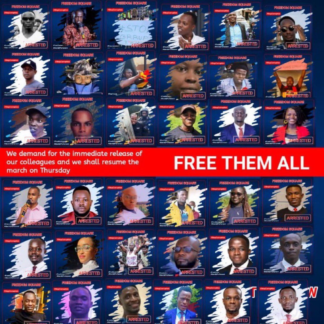 EdgarMugisha9's tweet photo. The President of Uganda @KagutaMuseveni promised us that Luzira Prison will be filled to the brim by the corrupt fellas but sadly,it’s now filled with the ones fighting corruption.
Unarmed,harmless Ugandans💔
@ug_lawsociety your work is cut out for you 🥹
#March2Parliament 
#StopCorruption 
#freepeacefulprotestors