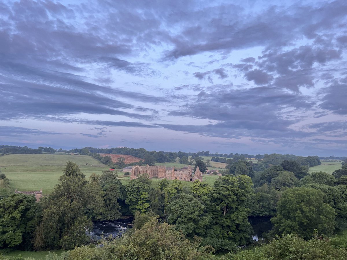PetrocTrelawny's tweet photo. a fine view of the River Tees and Egglestone Abbey on the way to work this morning. ⁦@BBCRadio3⁩ Breakfast live from the Bowes Museum from 0630-0930. Or catch up later ⁦@BBCSounds⁩ https://t.co/aeznASvXTZ