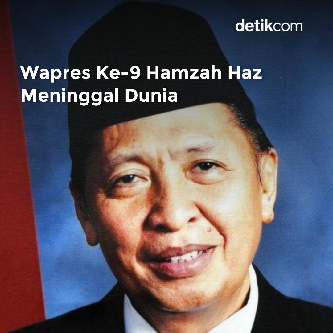 detikcom's tweet photo. Wakil Presiden ke-9 RI, Hamzah Haz, meninggal dunia. Hamzah Haz meninggal pada usia 84 tahun. Jenazah Hamzah Haz bakal dimakamkan di Bogor, Jawa Barat.

>> https://t.co/OXYVKgsyc8 https://t.co/9DVrh36sWT