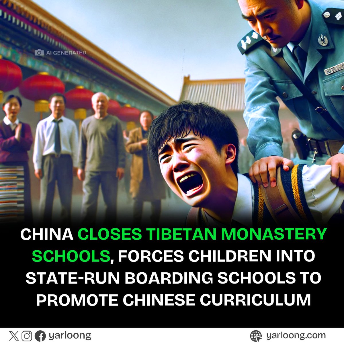 yarloong's tweet photo. Chinese authorities have closed Buddhist schools at #Tibetan monasteries in #Tibet region of Sichuan province, affecting hundreds of students. Parents are now required to enroll children aged 6-14 in state-run residential schools, according to RFA sources. 
#ChinaLiedPeopleDied https://t.co/1bhGGq2PHM