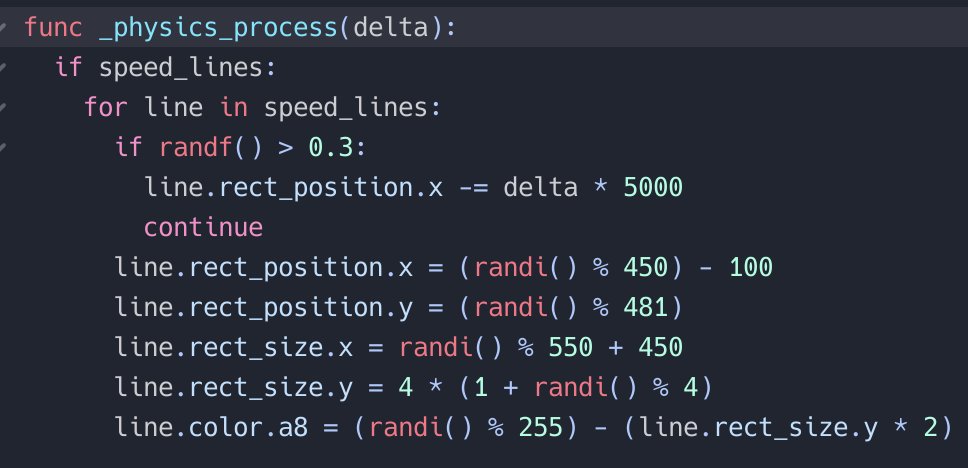feathertrail's tweet photo. 3. Randomly do one of the following:
- Move the ColorRect slightly along the x axis
-Randomize position and size. I'm using powers of 2 for the ColorRect height since my game is low-res pixel art. Width of the ColorRect will be based on your background frame size. https://t.co/6hEWMAW4Kh