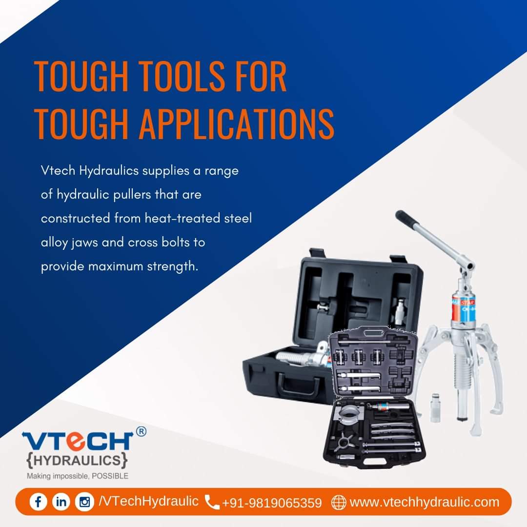 vtechhydraulic's tweet photo. TOUGH TOOLS FOR TOUGH APPLICATIONS

Vtech Hydraulics supplies a range of hydraulic pullers that are constructed from heat-treated steel alloy jaws and cross bolts to provide maximum strength.

#Vtech #VtechHydraulic #HydraulicPump #tools #HydraulicEquipment #ToughTools https://t.co/qZKcD6m8r4