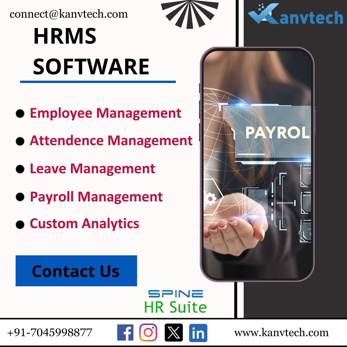 Kanvtech's tweet photo. Streamline your HR tasks with Kanvtech HRMS software!🌟Efficient, user-friendly, and designed for your business needs.
Know More: https://t.co/fHSppfnj5S
#HRMSSoftware #Kanvtech #HRTech #SmartHR #EfficientHR #HumanResources #FutureOfWork #HRMS https://t.co/vsdtXO9DGV