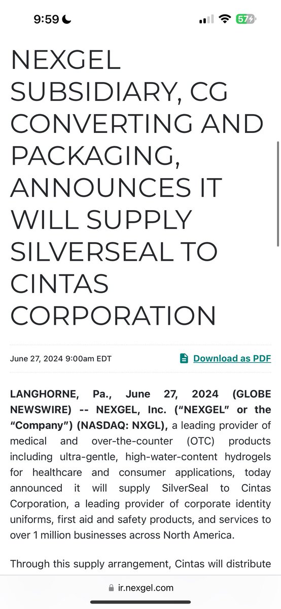 $NXGL $17M mcap, insider buys, CEO has IB background.
Rev guide for rest of year ramping to 140% YoY, guiding cash flow positive, and this doesn't account for $ABBV partnership
$CTAS partnership revenue hits in Q4

Nano cap with large cap partnerships. Good volume last 2d