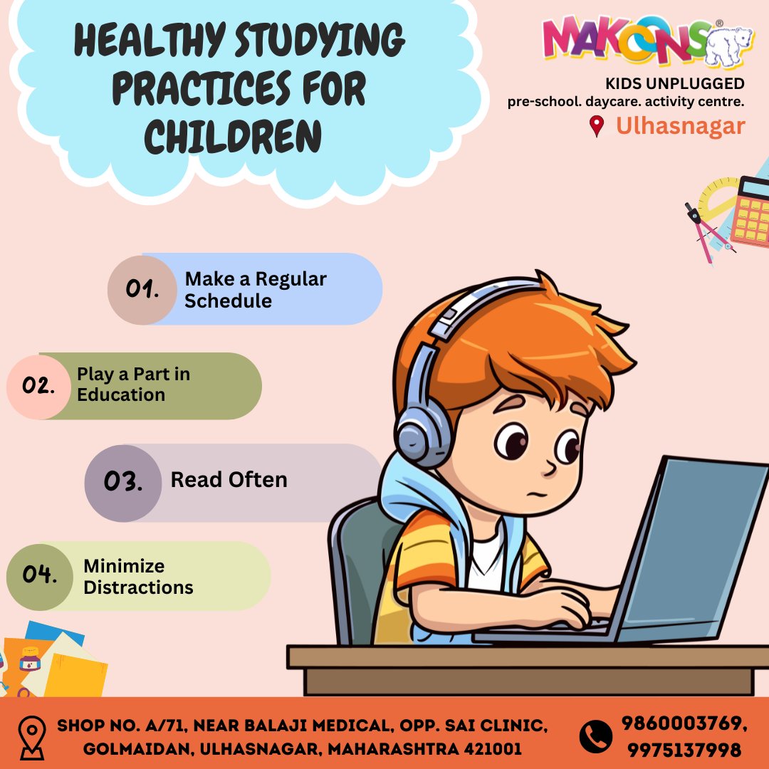 Makoonsulhasngr's tweet image. Help your child thrive academically! 🎓🌟
.
.
📞 For Admission enquiry, Call us at 9860003769.  🌱🤗

📍 Location: Shop No. A/71, near Balaji Medical, opp. Sai Clinic, Golmaidan, Ulhasnagar, Maharashtra 421001

#HealthyStudying #SmartKids #StudyTips #ParentingTips