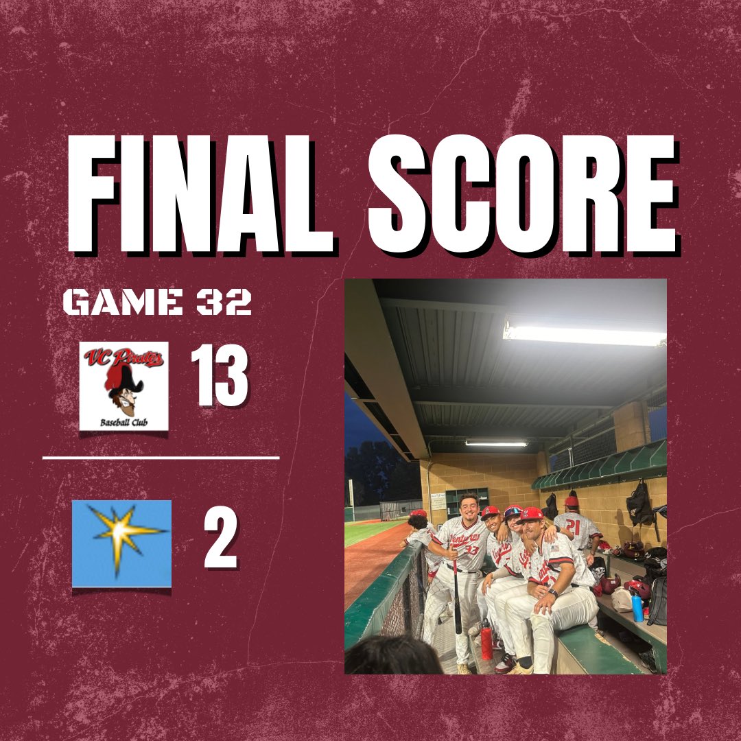 AMAZING win tonight for your VC Pirates in their last CCL game! Great day against the SunRays! Keep up this energy for our last game on Thursday! GO PIRATES🏴‍☠️⚾️

#gopirates @ccl_baseball #vcbaseball