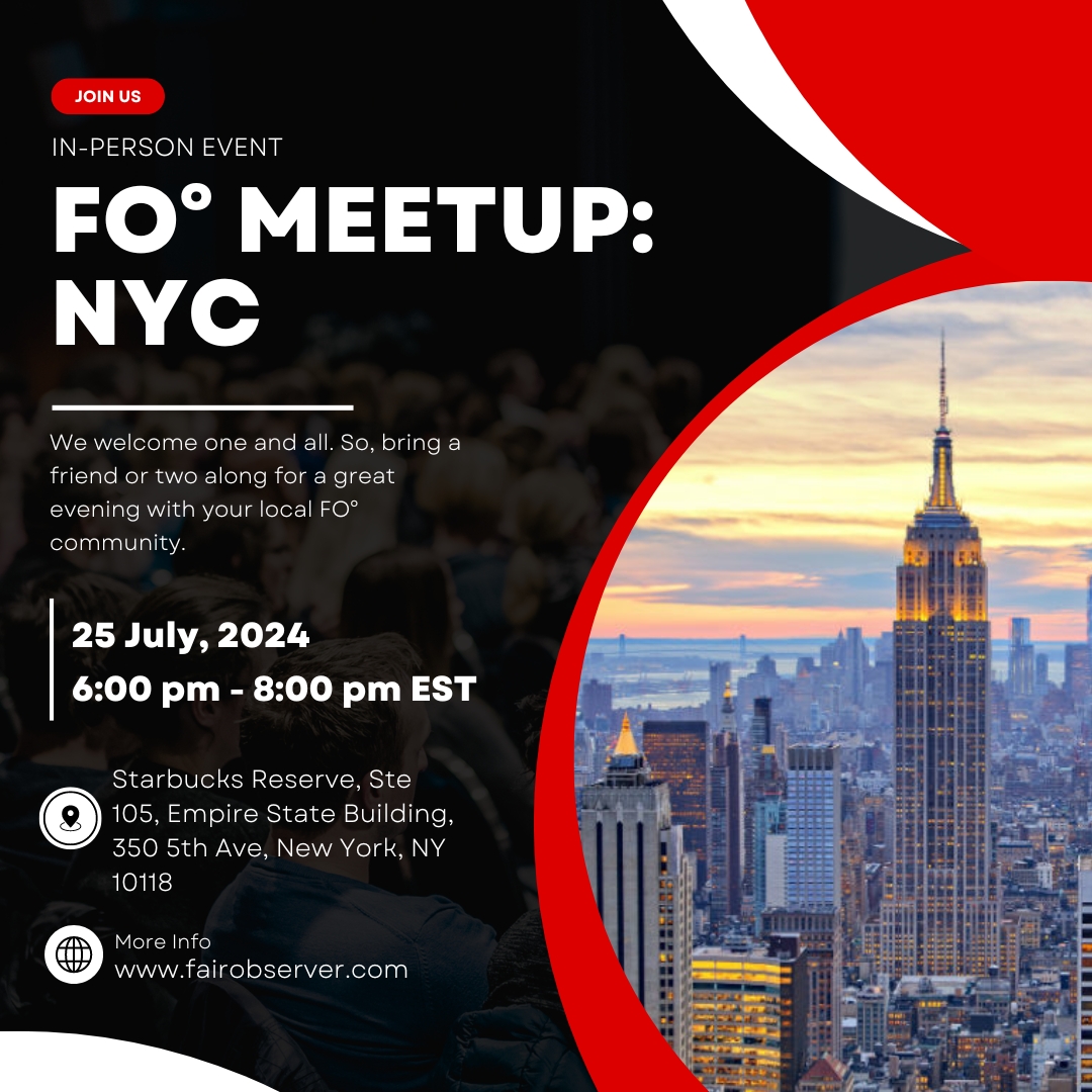 myfairobserver's tweet photo. FO° Meetup: NYC, On Thursday, 25 July 2024, from 6:00 PM to 8:00 PM EST, at Starbucks Reserve, Ste 105, Empire State Building, 350 5th Ave, New York, NY 10118.

Read more: https://t.co/4jRzDo4mjx

#FOEvent #FOMeetup #Newyork https://t.co/ShdQ63qmag
