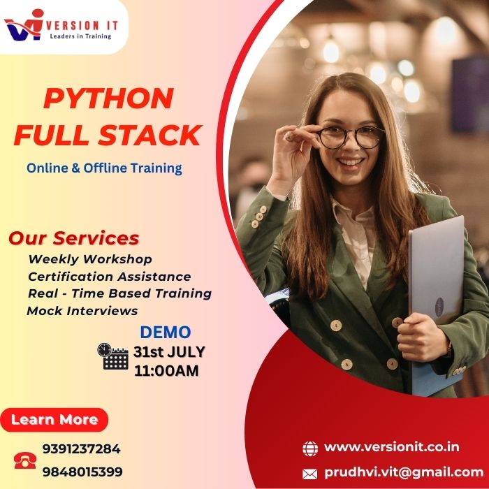 VersionitCloud's tweet image. Python Full Stack Training with Placement Assistants
📷New Batch Online & Offline Demo
📷Date: 31st JULY 2024
📷Timing: 11:00 AM
📷Duration: 5 MONTHS
Visit Our Website: versionit.co.in/python-full-st…
#pythonfullstacktraininginhyderabad #pythonfullstackcourse
@9391237284/9848015399