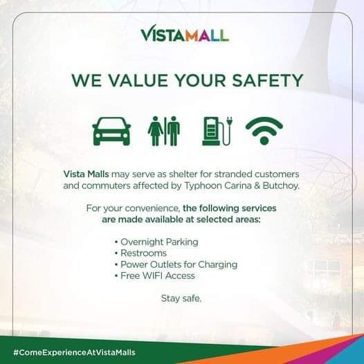 ilyxuthe8's tweet photo. FOR TEMPORARY SHELTER BECAUSE OF #CarinaPH, some malls offered temporary shelters! Overnight parking fees are waived, and they offer charging stations. 🚨

AYALA MALLS FAIRVIEW TERRACES 
VISTAMALL
GALLERIA SOUTH
SM NORTH EDSA
LUCKYCHINATOWN https://t.co/aAyL1uOtWk