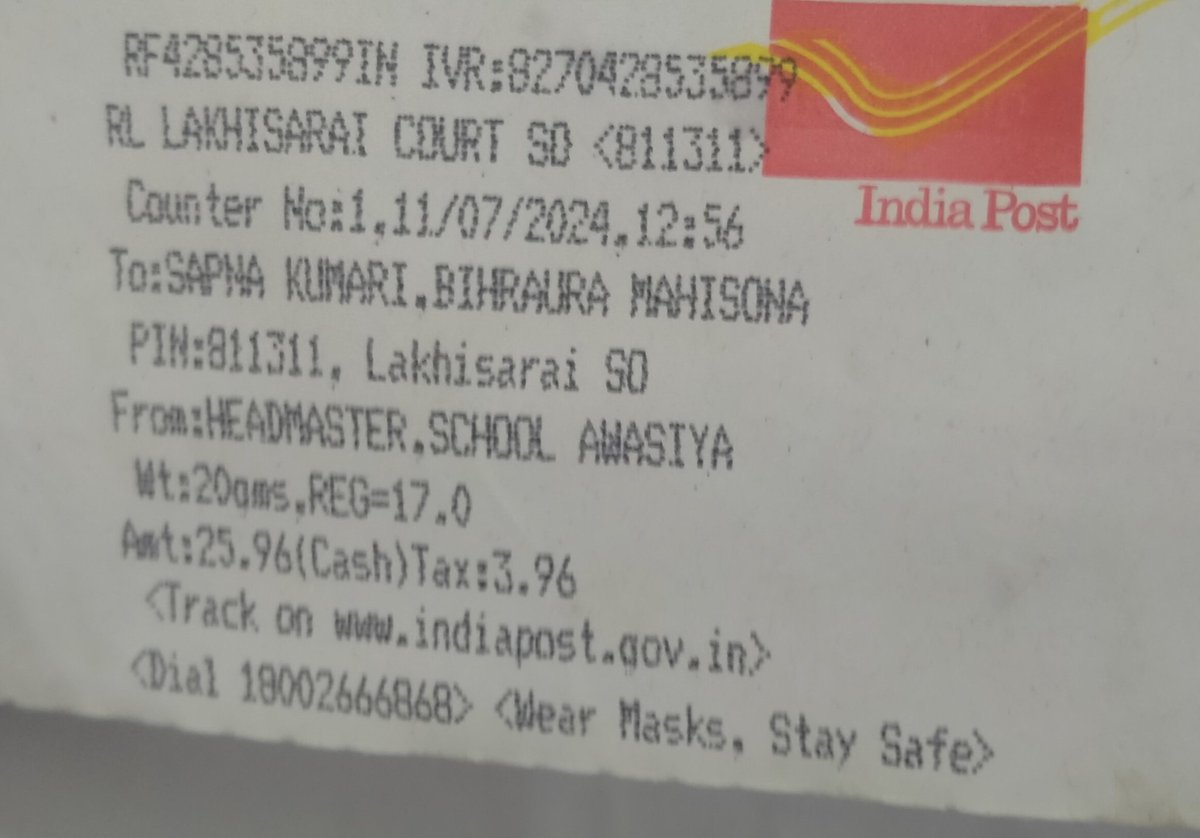 shubhendusnp1's tweet photo. @IndiaPostOffice महोदय, मेरे कार्यालय से दिनांक -11.07.2024 को एक चिट्ठी निबंधित डाक से भेजी गई थी जिसका रजिस्ट्री नम्बर - RF428535899IN है। इस डाक की वास्तविक स्थिति से अवगत कराने की कृपा की जाय साथ ही यह डाक किसके द्वारा प्राप्त किया गया, के हस्ताक्षर वाला पर्ची भी भेजा जाए। https://t.co/lStKaJNwY4