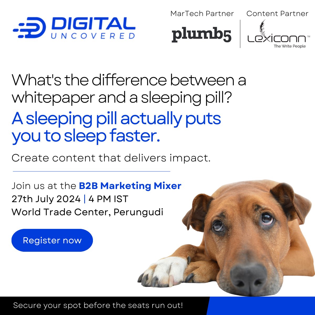 DigiUncovered's tweet image. Is your content putting your prospects to sleep? B2B doesn't have to be boring. Create content that matters to your audience. Join us at the B2B Marketing Mixer in Chennai on July 27th to learn how to move from boring to brave. bit.ly/chennai-b2b-mi…
#b2bmarketing #b2b #saas