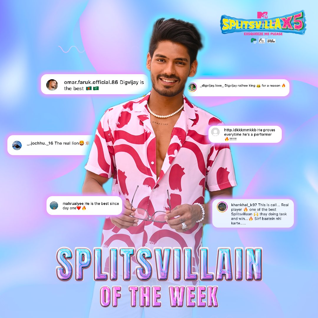 MTVSplitsvilla's tweet photo. Jinke nam mein hi vijay hai unko koi hara sakta hai kya! 🤌🏼

Watch MTV Splitsvilla X5, co-powered by #NEWME, #Fixderma &amp; #Wildstone, every Sat-Sun at 7 PM, only on MTV &amp; JioCinema.

#MTVSplitsvillaX5 #MTVSplitsvilla #Splitsvilla15 #ExSqueezeMePlease #MTV #MTVIndia https://t.co/zHphdHNRmu
