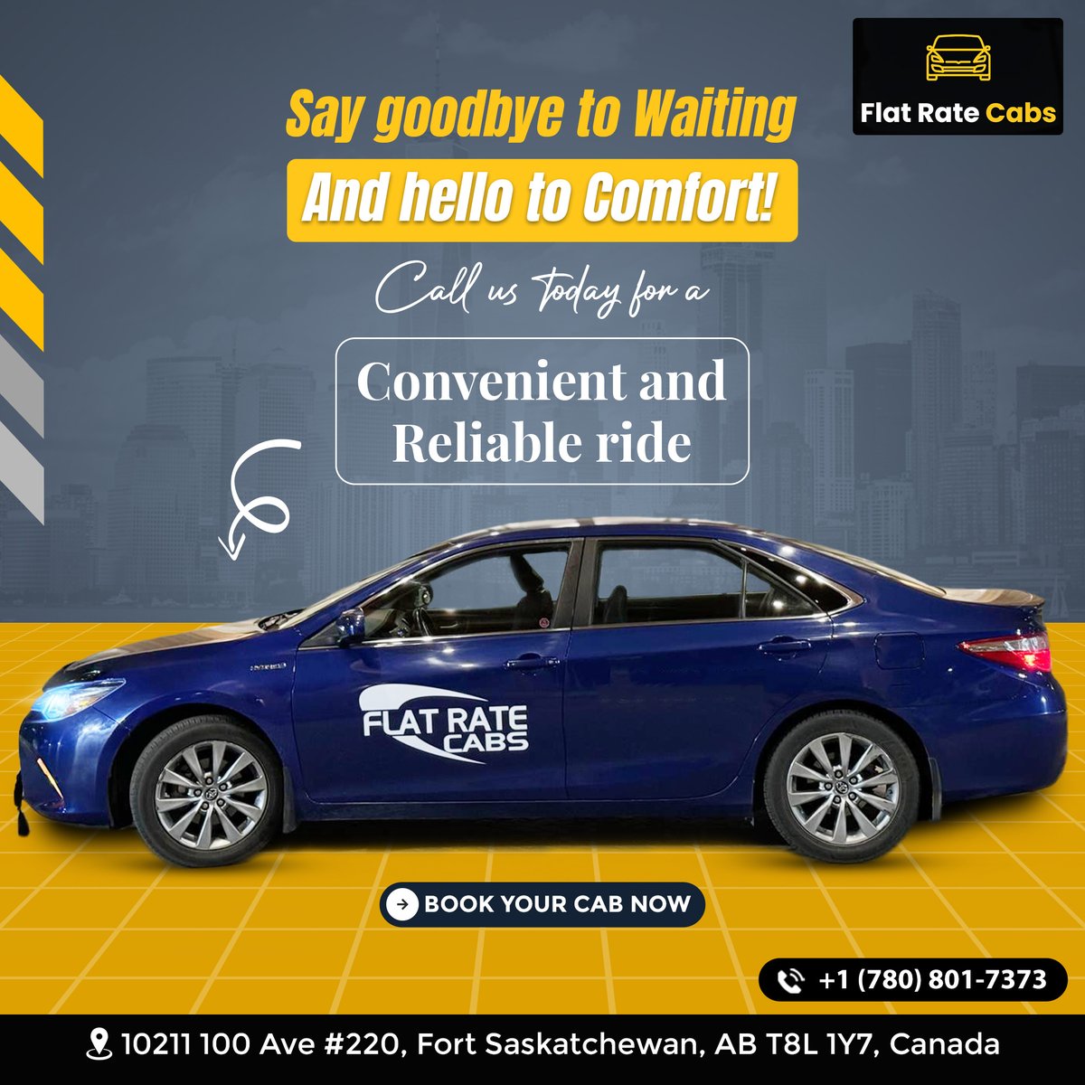 FlatratesCabs's tweet image. Say goodbye to wasted time and hello to comfort! Experience the difference with our convenient and reliable cab service.

Book your ride now 
Website 🌐: flatratetaxi.ca
Call Now☎ : (780) 801-7373

#safetaxi #comfortablerides #quickservices  #flatratecabs #canada