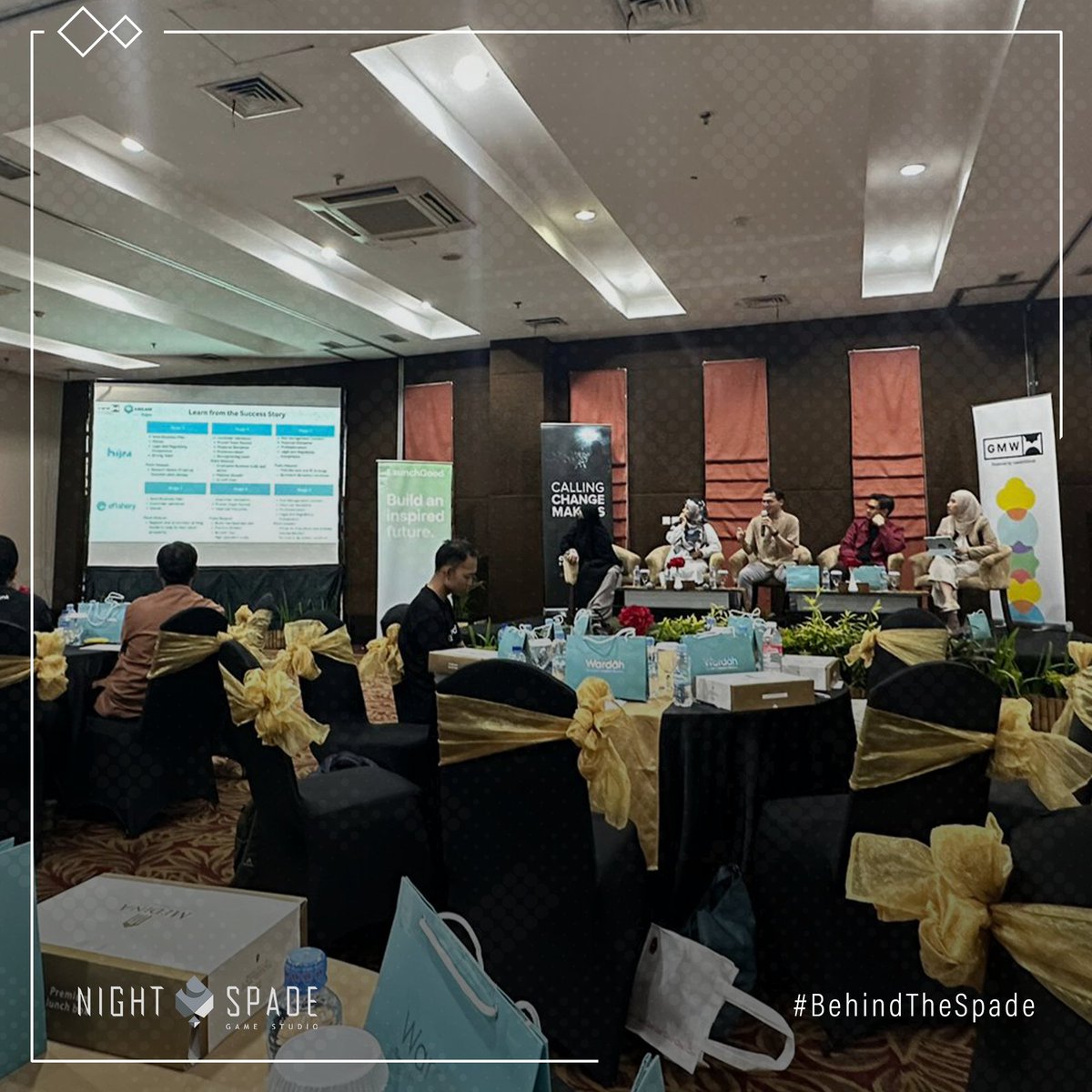 Tim Nightspade menghadiri acara GMWx Jakarta di 165 Tower. Acara ini memperkenalkan berbagai program GMW Network untuk startup di Indonesia, dan dihadiri oleh pembicara dari startup ternama seperti KitaBisa, LaunchGood, Hijra Group, dan lain-lain.