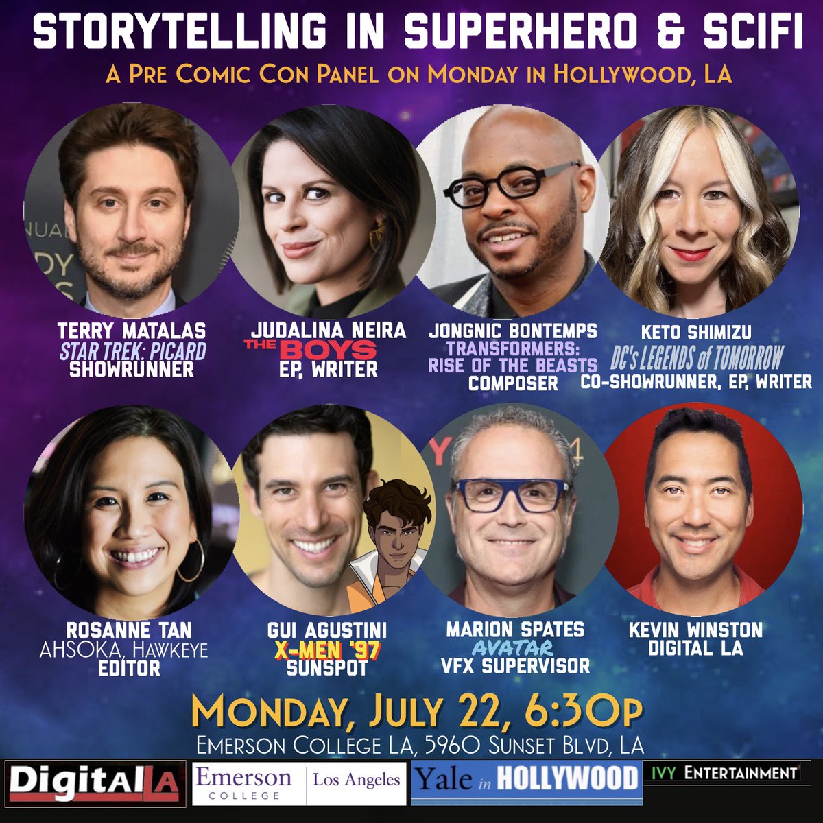A complete honor to co-host our all-star multiverse teamup Superhero and Scifi pre Comic Con panel <a href="/EmersonLAcenter/">Emerson Los Angeles</a>.

Speakers <a href="/TerryMatalas/">Terry Matalas</a> <a href="/TheJudalina/">Judalina Neira</a> <a href="/AgustiniGui/">Gui Agustini</a> <a href="/rosannetanc1982/">Rosanne Tan, ACE</a> <a href="/jongnic/">Jongnic Bontemps</a> described working on top shows: Picard, The Boys, Ahsoka, DC Legends, X-Men 97, Avatar