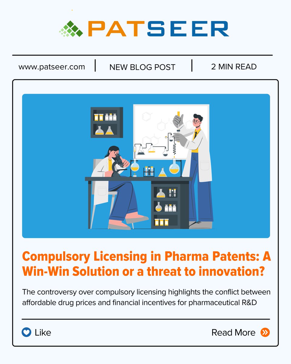 gridlogics's tweet photo. Compulsory Licensing (CL) impacts drug affordability, the TRIPS framework, downsides for innovation, and balancing public health & innovation.
Read more: https://t.co/Nc0oUv4BSW
#patseer #patentsearch #patents #AI #IntellectualProperty #Patentanalysis #PharmaIndustry https://t.co/bP4aUrXDng