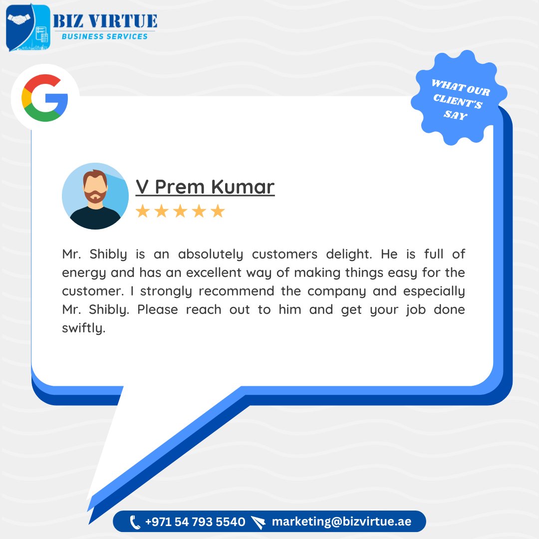 biz_virtue's tweet image. Thrilled by the wonderful #feedback from our #valuedclient! Thank you for choosing @biz_virtue. Your #satisfaction fuels our #excellence. Let’s make your #businesssetup journey #extraordinary! 
🌐bizvirtue.ae |📧marketing@bizvirtue.ae |📲 0547935540
#dubai #uae