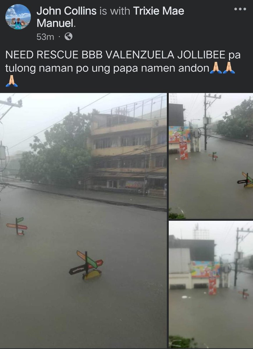 onlykmrph's tweet photo. NEED RESCUE THREAD🛟 ⚠️
VALUENZUELA JOLLIBEE⚠️
#PhilippineCostGuard
#DPWH #NDDRMC #BFP #PNP
#RESCUE911
#CarinaPH
#GODBLESSPH https://t.co/pj1KhIMZcy