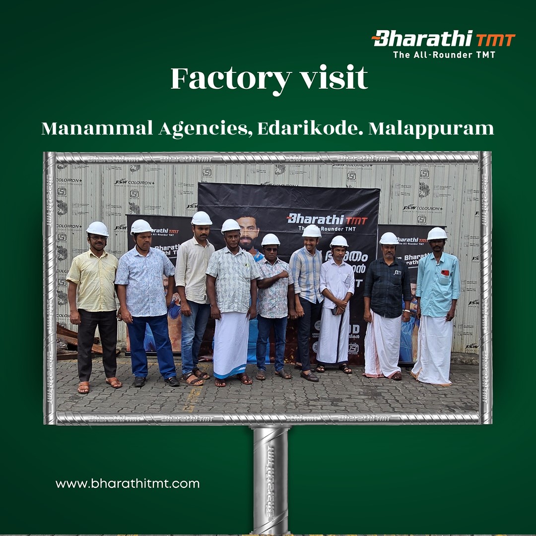 bharathi_tmt's tweet photo. Welcome to the contractors and engineers of Manammal Agencies, Edarikode, Malappuram, to Gasha Steels Pvt Ltd. for an up-close look at our TMT bar manufacturing process. Thank you for visiting us; we hope you gained valuable insights.

#BharathiTMT #RavindraJadeja #AllRounderTMT https://t.co/8khXpGtaCI