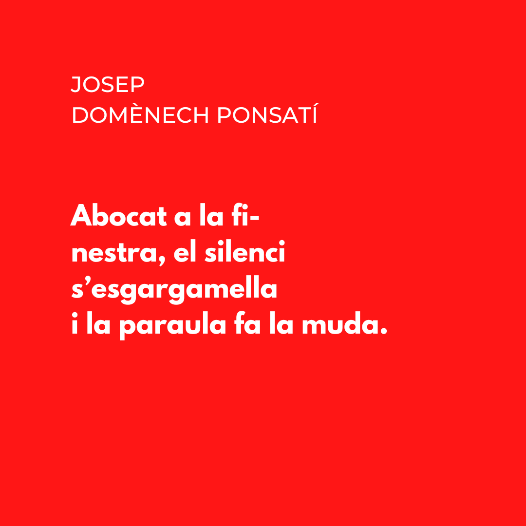 Un fragment del poema "Muda", de Josep Domènech Ponsatí. Està publicat a El càcol, llibre del 2015 i d'<a href="/Ed_62/">Edicions62</a> <a href="/Grup62/">Grup62</a> 

#poesia #poesiaencatala #poesiaencatalà #poesiacatalana #poetescatalans @PonsatiJosep