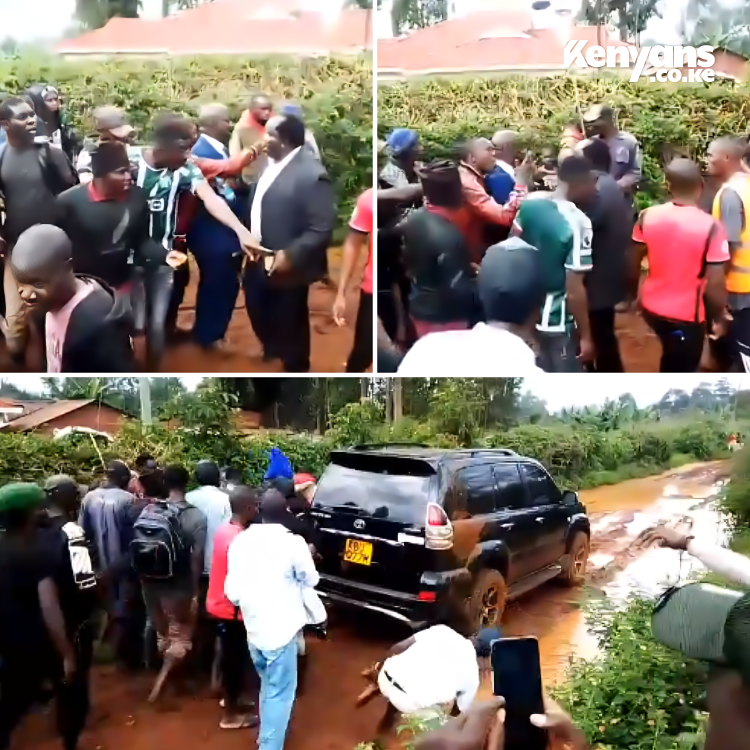 Sirende Ward MCA Alfred Weswa forced to walk on mud by his constituents for failing to fix it