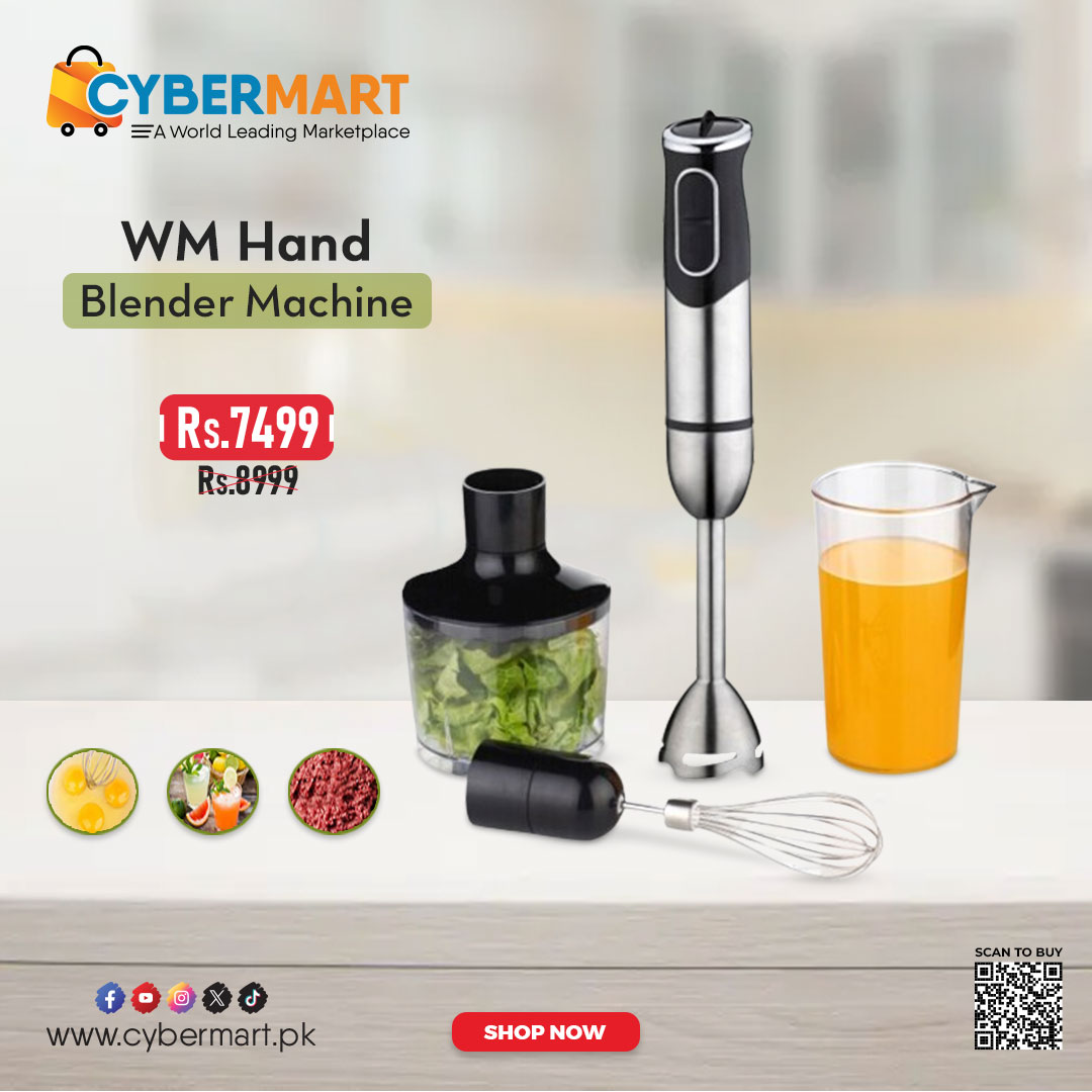 cybermartpak's tweet image. Buy the WM Hand Blender Machine! Perfect for smoothies, soups, sauces, and more. 
Now available for just Rs. 7499/- 
Upgrade your kitchen with this versatile and powerful tool. 
Shop now at cybermart.pk. 

#CyberMartPK #HandBlender #KitchenAppliances #ShopNow