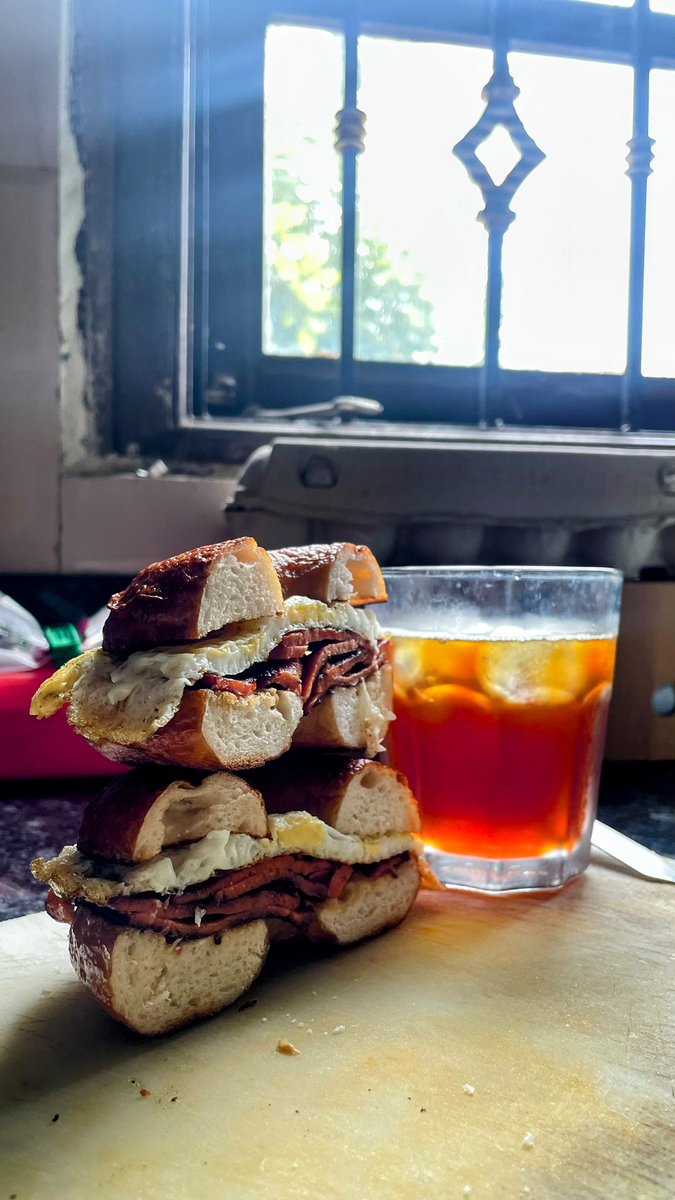 sahilk's tweet photo. Two days. Two sandwiches.

Baguette and bagel from Sour House. Pastrami and mortadella from @nevillejude's The Maas Co. https://t.co/0nqDgU2UKb
