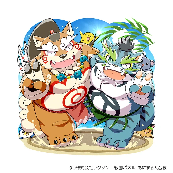 『戦国パズル!!あにまる大合戦(』で現在開催中の【妖魔討伐戦】の報酬『6【嵐】海辺の初切』のデザインを担当させていただきました!初切というのは初めて知りました。 #パズあに 