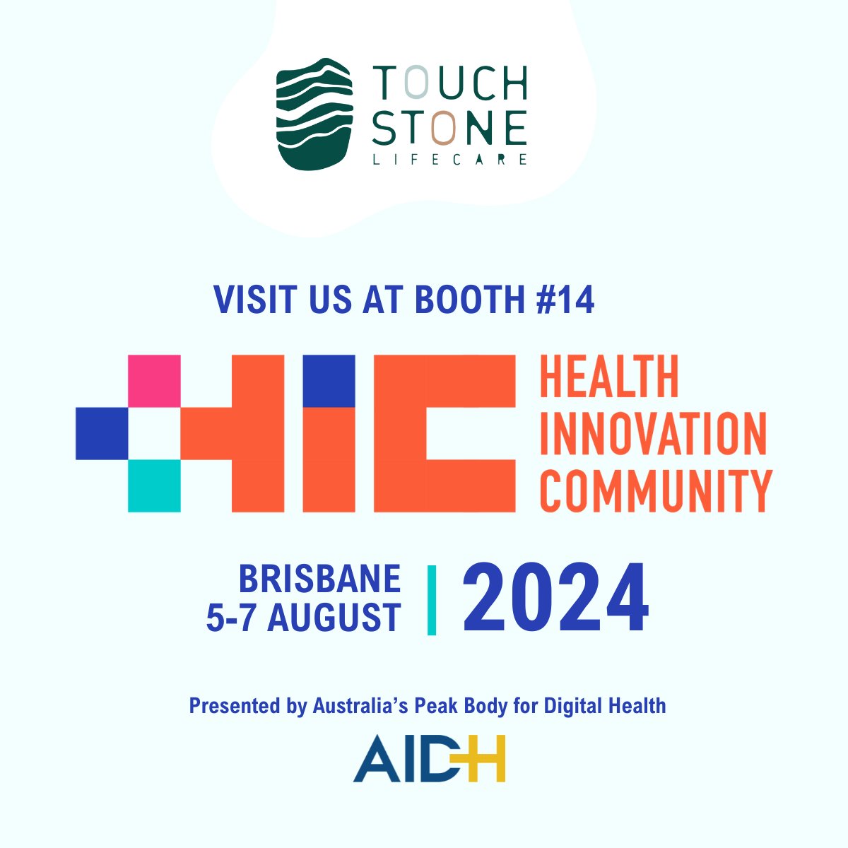 TouchstoneTLC's tweet photo. We're pleased to be exhibiting at the #HIC2024 conference in Brisbane in August, enabled by @TheInstituteDH 
Be sure to visit us at booth #14 to learn about digital advance care planning.

#healthinformatics #AI #digitalhealth #AIDH #digitalhealth #advancecareplanning https://t.co/aUNP19xPai