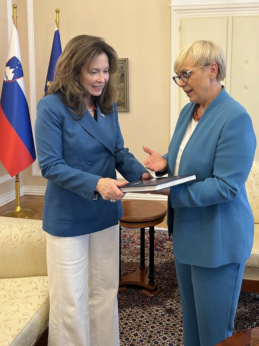 I had a wonderful farewell call with President <a href="/nmusar/">Nataša Pirc Musar</a> yesterday. As I prepare for my departure, it was an honor to reflect on the growth in the friendship between the United States and Slovenia. Thank you for your leadership, Madam President. 🇸🇮🤝🇺🇸